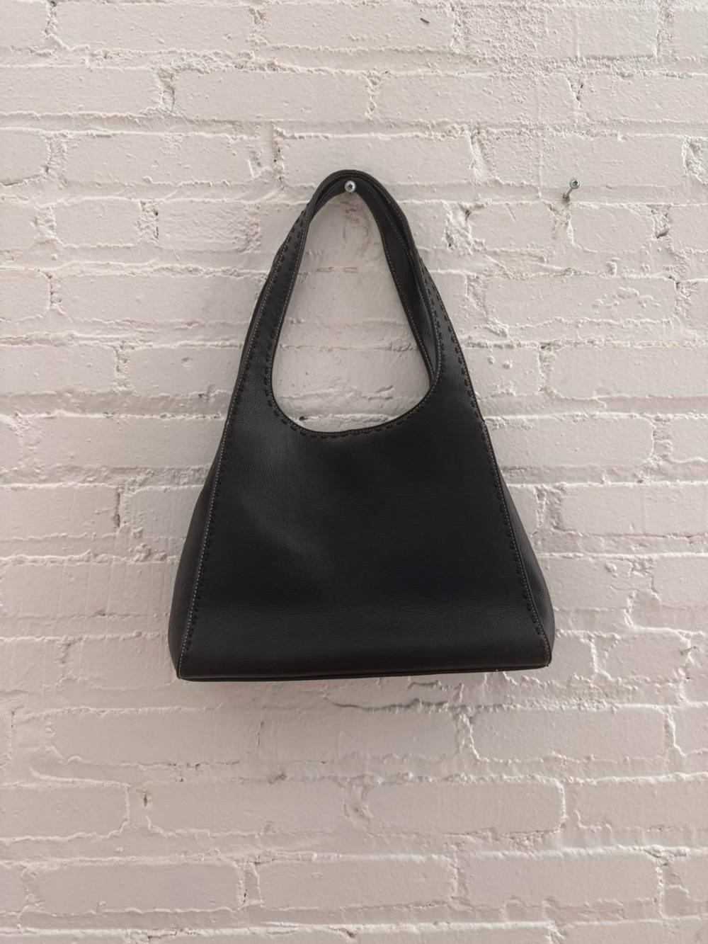 Vintage NINE & COMPANY black faux-leather shoulder bag.